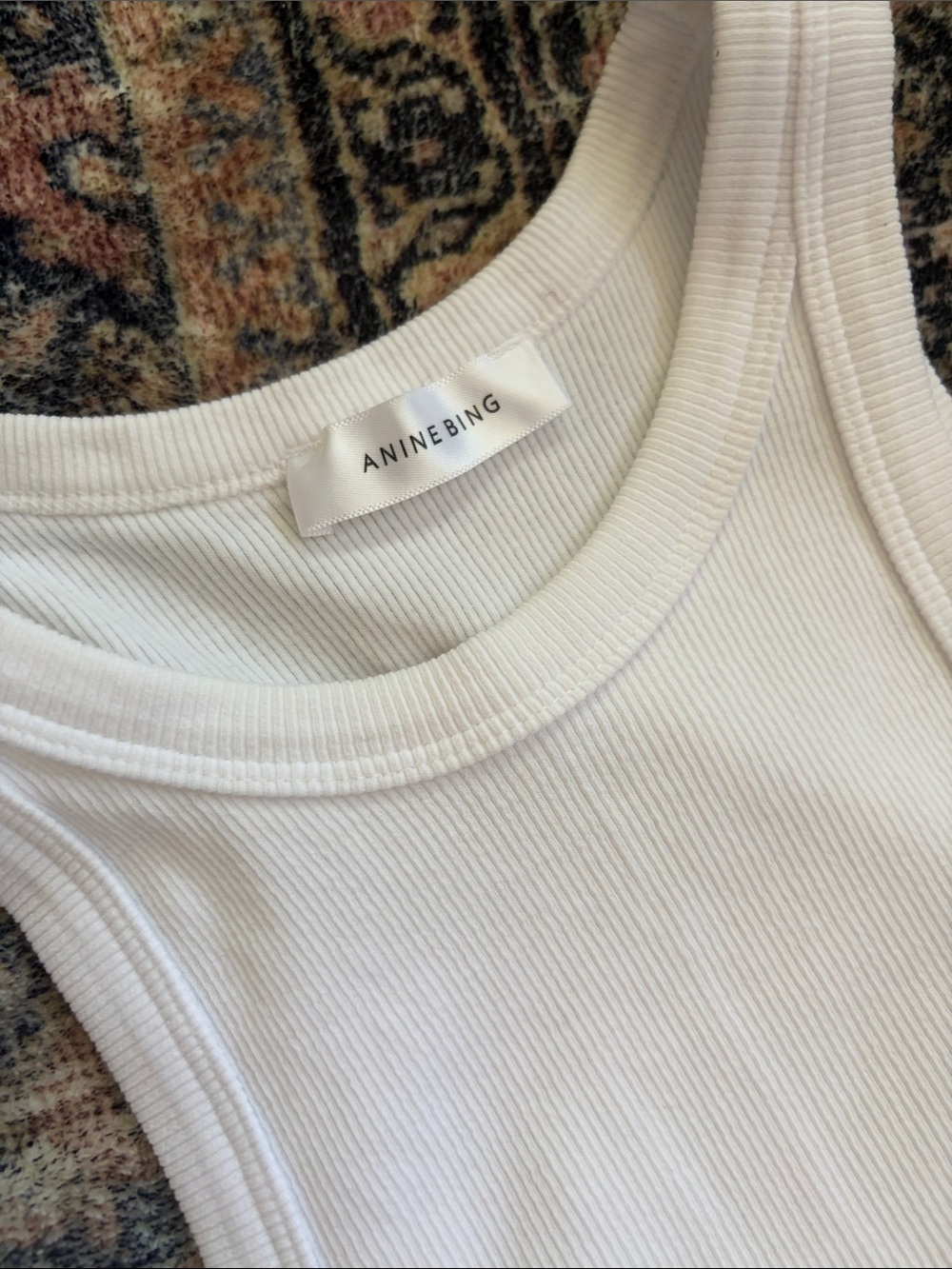 Anine Bing White Ribbed Scoop Tank - Picture 2 of 5